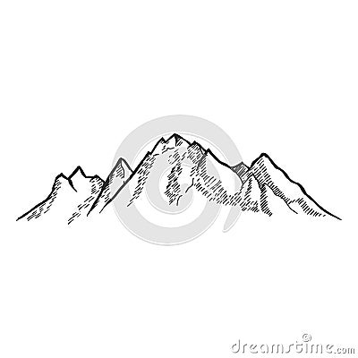 Mountains set. Hand drawn rocky peaks. Vector Vector Illustration