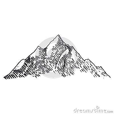 Mountains set. Hand drawn rocky peaks. Vector Vector Illustration