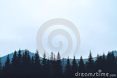 Mountains silhouette trees Stock Photo