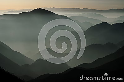 Mountains in silhouette Stock Photo