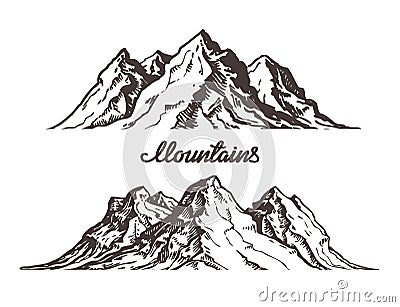 Mountains sketch. Hand drawn vector illustration Vector Illustration