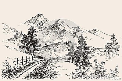 Mountains sketch Vector Illustration