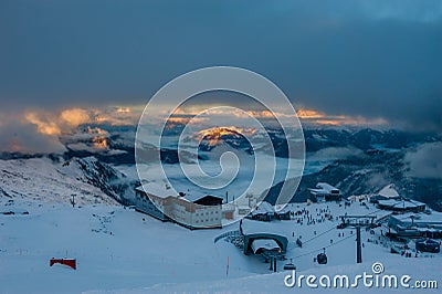 Mountains ski resort Kaprun Austria - nature and sport background Editorial Stock Photo