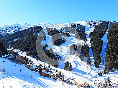 Mountains with snow in winter. Meribel Ski Resort Editorial Stock Photo