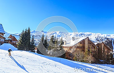 Mountains with snow in winter. Meribel Ski Resort Editorial Stock Photo