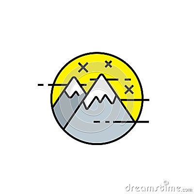 Mountains stars line icon Vector Illustration