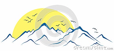 Mountains from the sun dawn. Vector Illustration