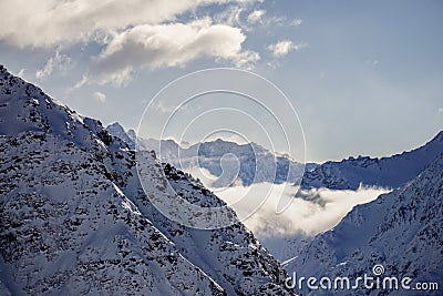 The mountains of Verbier steaming Stock Photo