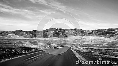 Black and white mongolia landscape Stock Photo