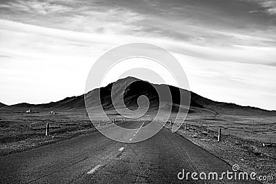 Black and white mongolia landscape Stock Photo
