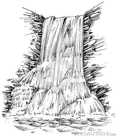 Mountains waterfall Vector Illustration