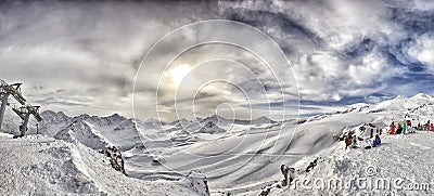 In the mountains. Winter landscape. Elbrus. Caucasus Editorial Stock Photo