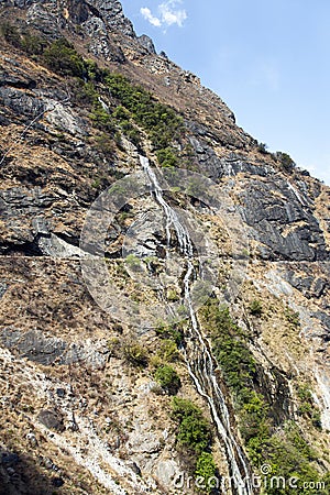 Mountainside Waterfall Stock Photo