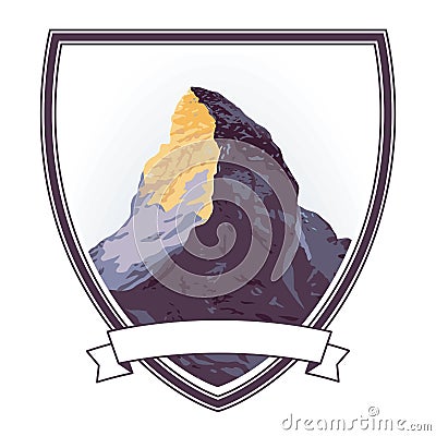 Mountaintop illustration with Matterhorn Vector Illustration