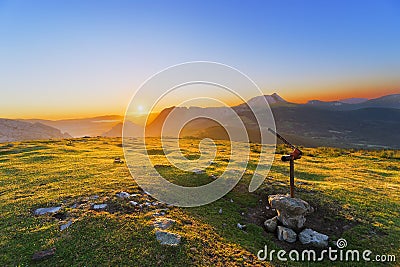 Mountaintop of Saibi mountain at sunrise Stock Photo