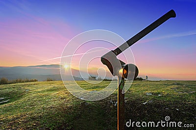 Mountaintop of Saibi mountain at sunset Stock Photo