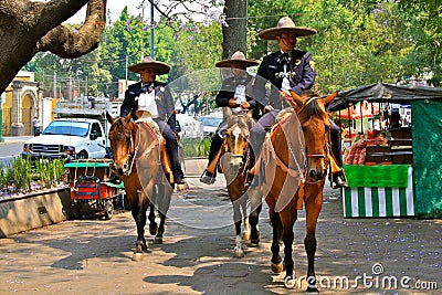 Mounted Police in Mexico City Editorial Stock Photo