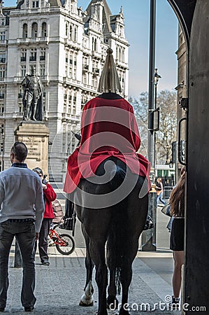 Mounted Soldier guarding Whitehall, London Editorial Stock Photo
