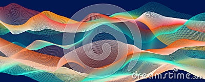 Abstract modern backgound. Waves line wallpaper. Vector color mountains Vector Illustration