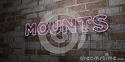 MOUNTS - Glowing Neon Sign on stonework wall - 3D rendered royalty free stock illustration Cartoon Illustration