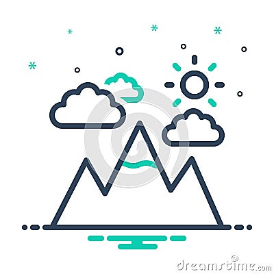 Mix icon for Mounts, cloud and peak Vector Illustration