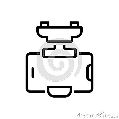 Black line icon for Mounts, holder and phone Vector Illustration