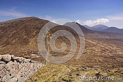 The Mourne Wall in the Mourne Mountains in Northern Ireland Stock Photo