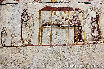 Lucanian fresco tomb painting. Paestum. Salerno. Campania. Italy Stock Photo