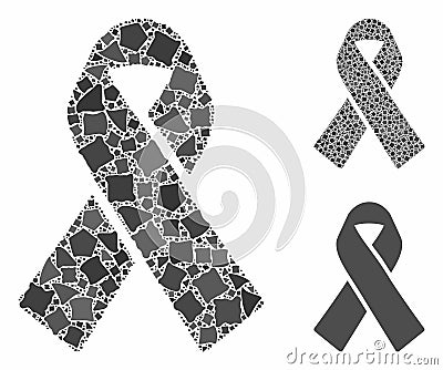 Mourning ribbon Composition Icon of Irregular Pieces Stock Photo