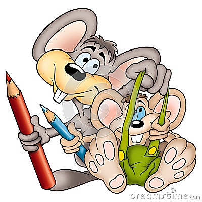 Mouse 16 painters Stock Photo