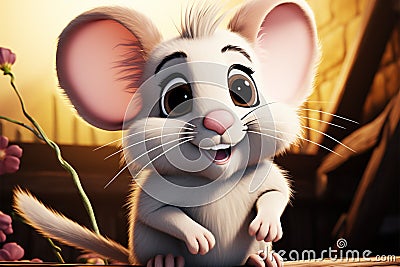 Mouse in animated form takes a pause, infusing scenes with humor Stock Photo