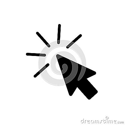 Mouse arrow click. Computer mouse pointer icon. Black cursor isolated on white background. Click here. Link web. Internet Vector Illustration