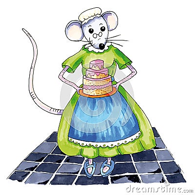 Mouse birthday cake Vector Illustration