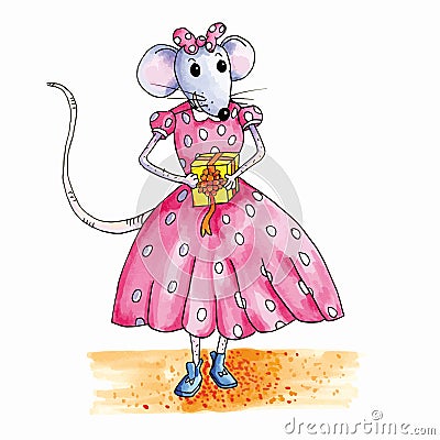 Mouse birthday present Vector Illustration