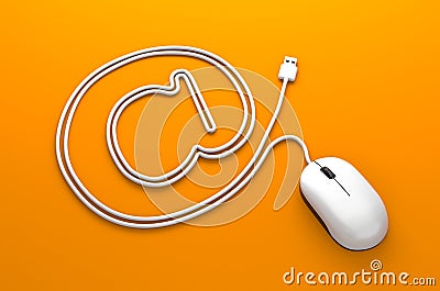 Mouse cable in the form of email sign Cartoon Illustration