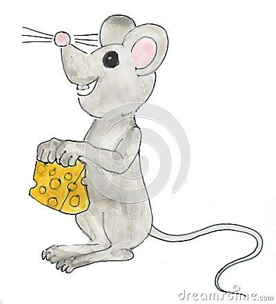 Mouse with cheese Stock Photo