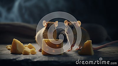 mouse and cheese cine lightweight. Generative Ai Stock Photo