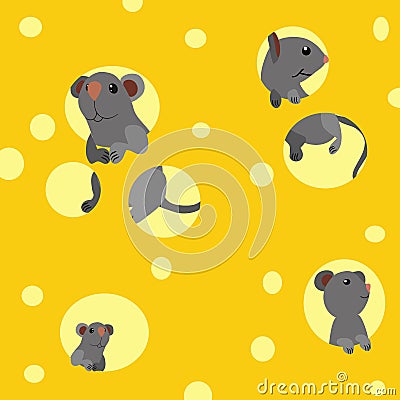Mouse, cheese Vector Illustration