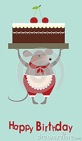 Mouse cooke with cake Vector Illustration