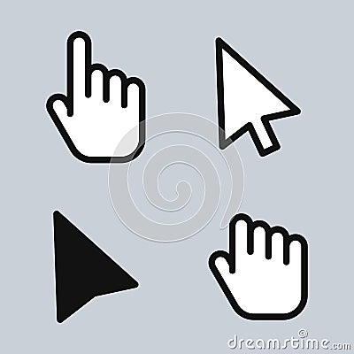 Mouse Cursor Arrow Hand Vector Illustration