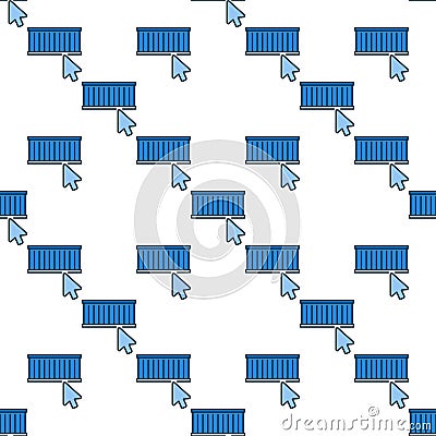 Mouse cursor with Blue Shipping Container vector seamless pattern Vector Illustration