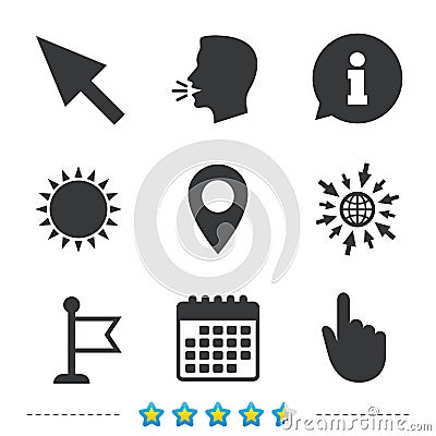 Mouse cursor icon. Hand or Flag pointer symbols. Vector Illustration
