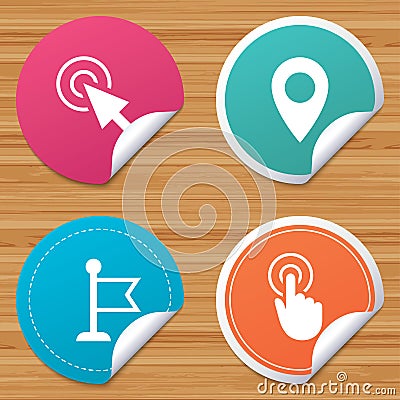 Mouse cursor icon. Hand or Flag pointer symbols. Vector Illustration