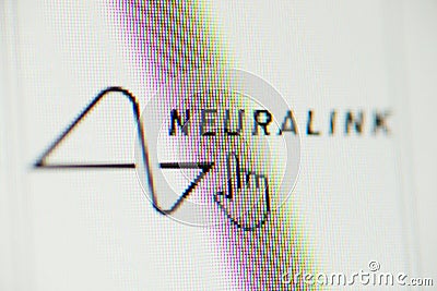 Cursor on Neuralink logo. Chernihiv, Ukraine - January 15, 2022 Editorial Stock Photo