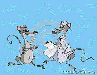 Mouse doctor and mouse the patient Vector Illustration