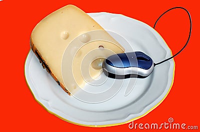 mouse it eats cheese Stock Photo