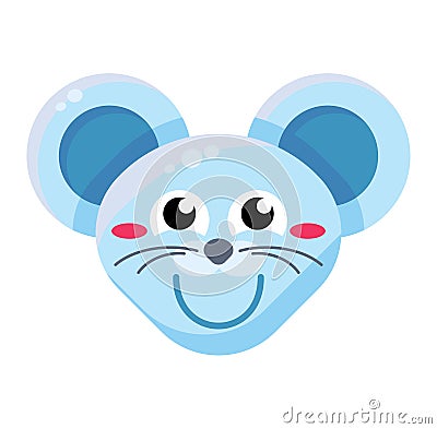 Mouse face excited emoticon sticker Stock Photo