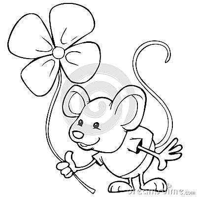 Mouse and flower Stock Photo