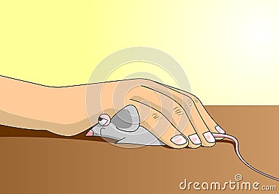 Mouse in hand Stock Photo