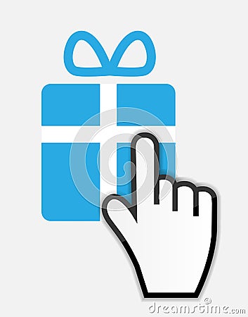 Mouse hand cursor on gift vector illustration Vector Illustration